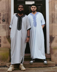 white and black moroccan thobe