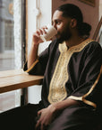 gold and black moroccan thobe in UK