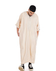 Beige Shiny Jawhara moroccan Thobe