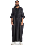 Black Essential linen moroccan thobe Collection - newarabia Apparel & Accessories