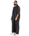 Black Essential linen moroccan thobe Collection - newarabia Apparel & Accessories