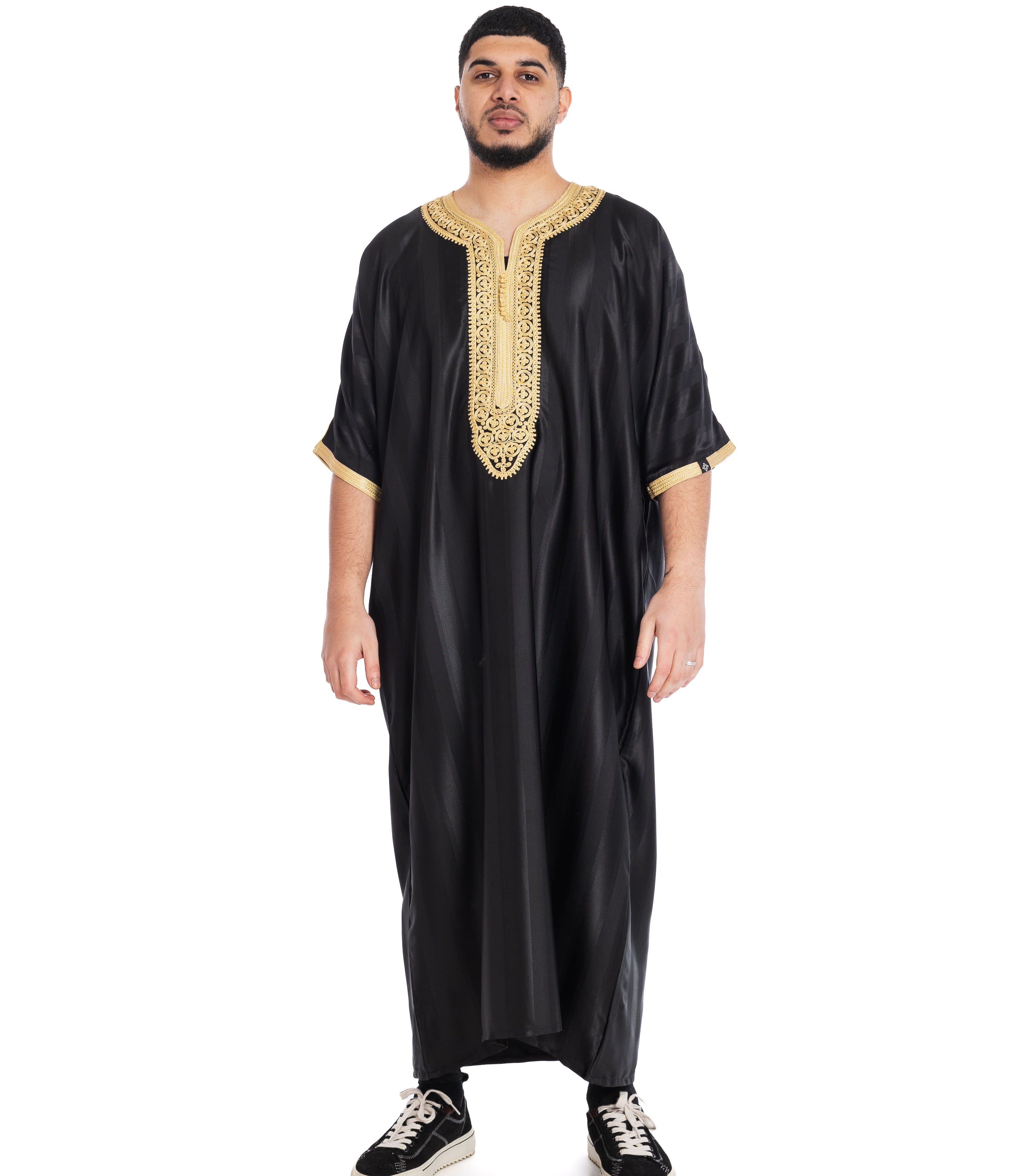 Black and Gold Shiny Jawhara moroccan Thobe