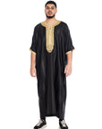 Black and Gold Shiny Jawhara moroccan Thobe Collection - newarabia Apparel & Accessories