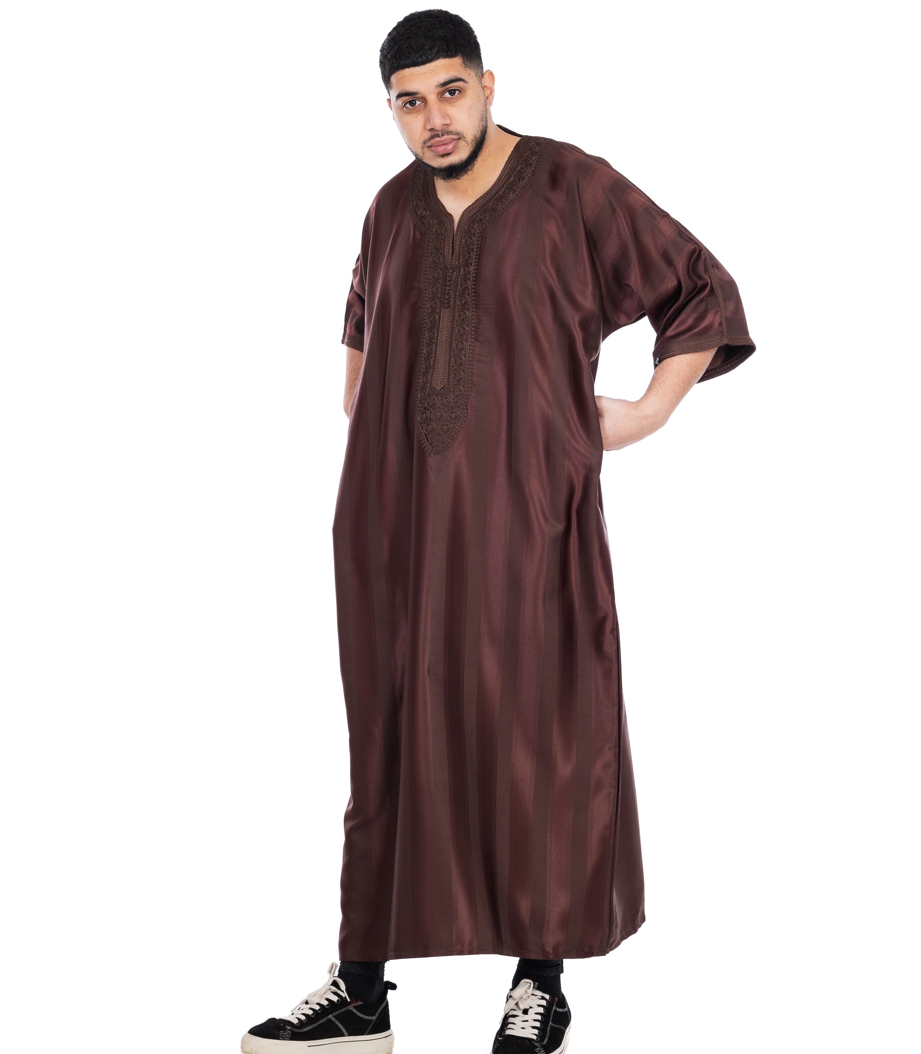 Brown Shiny Jawhara moroccan Thobe Collection - newarabia Apparel &amp; Accessories