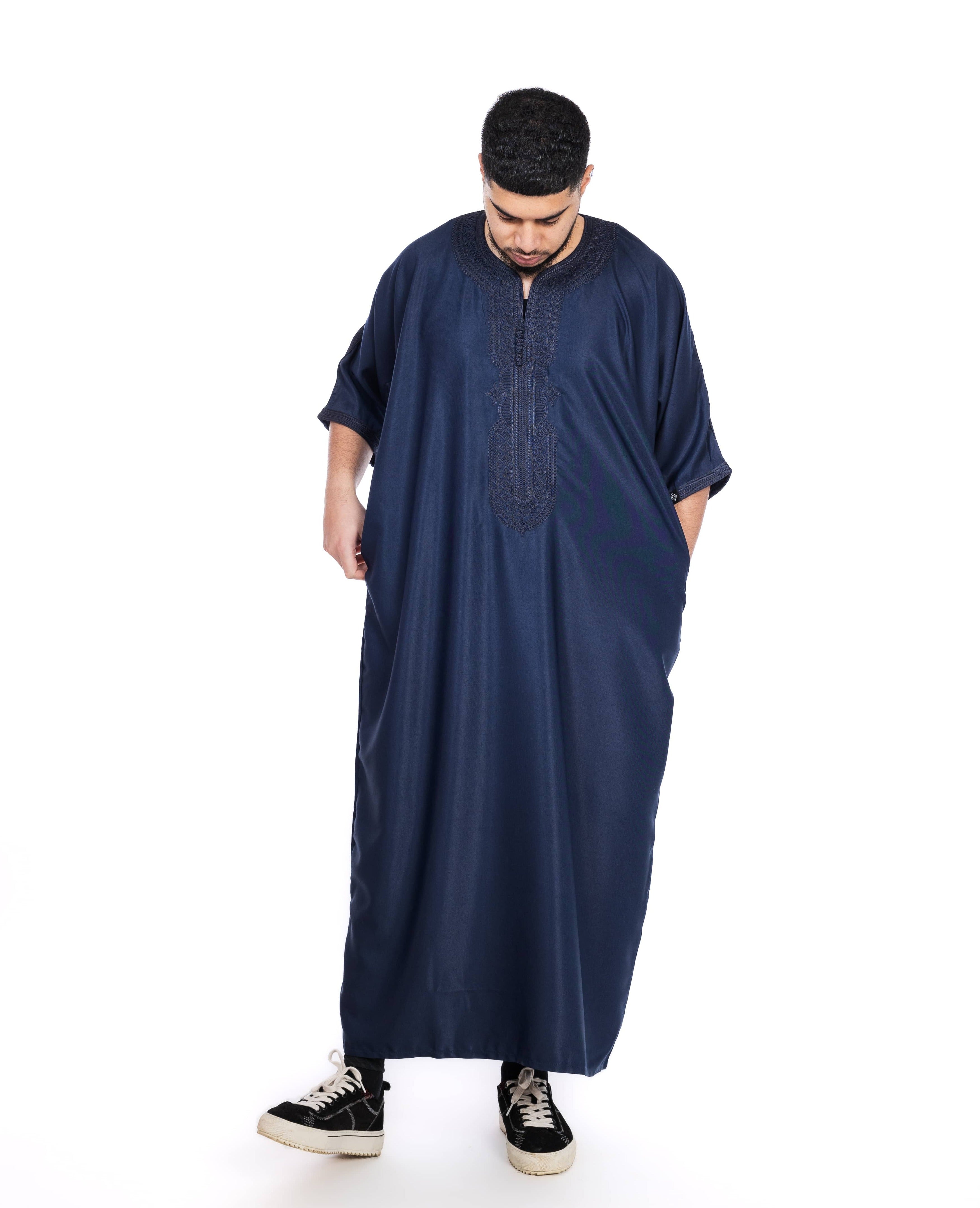 Dark Navy cotton thobe Collection - newarabia Apparel & Accessories