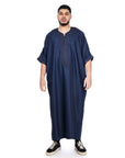 Dark navy cotton thobe Collection - newarabia Apparel & Accessories