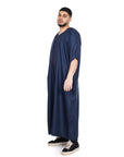 Dark navy cotton thobe Collection - newarabia Apparel & Accessories
