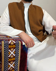 Double sided Melton waistcoat brown