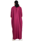 Maroon Essential linen moroccan thobe in UK