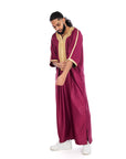 Maroon and Gold Essential linen thobe in UK