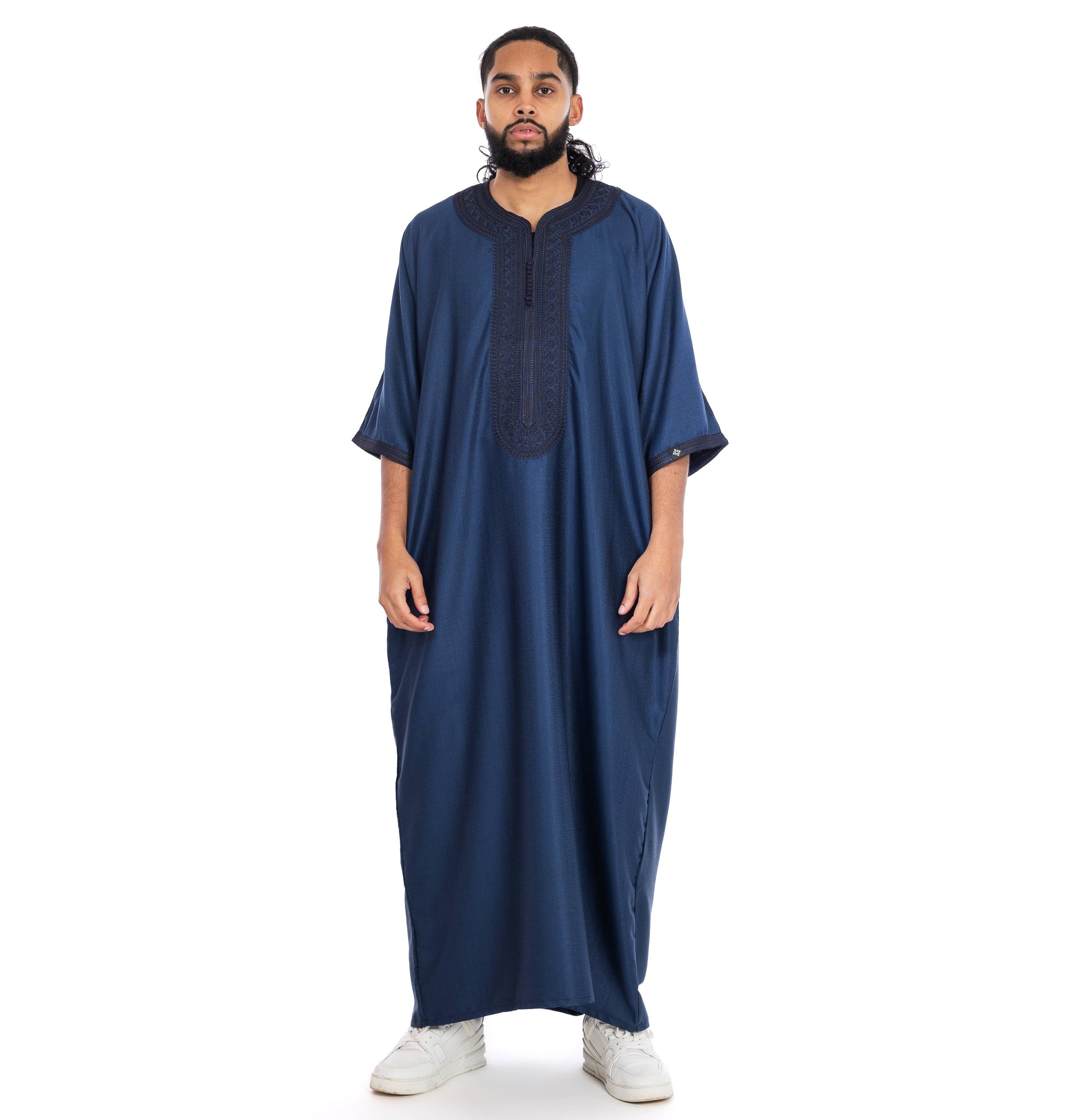 Navy Essential linen Moroccan thobe Collection - newarabia Apparel &amp; Accessories