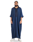 Navy Essential linen Moroccan thobe Collection - newarabia Apparel & Accessories