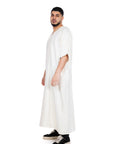 Off white Shiny Jawhara moroccan Thobe Collection - newarabia Apparel & Accessories