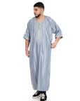 Pebble Grey Shiny Jawhara moroccan Thobe Collection - newarabia Apparel & Accessories