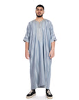 Pebble Grey Shiny Jawhara moroccan Thobe Collection - newarabia Apparel & Accessories