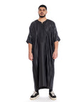 Classic Shiny Moroccan Thobe - Black / 52 - Apparel &
