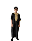 Kids Shiny Moroccan Thobe - Black and Gold / 40 - Apparel &