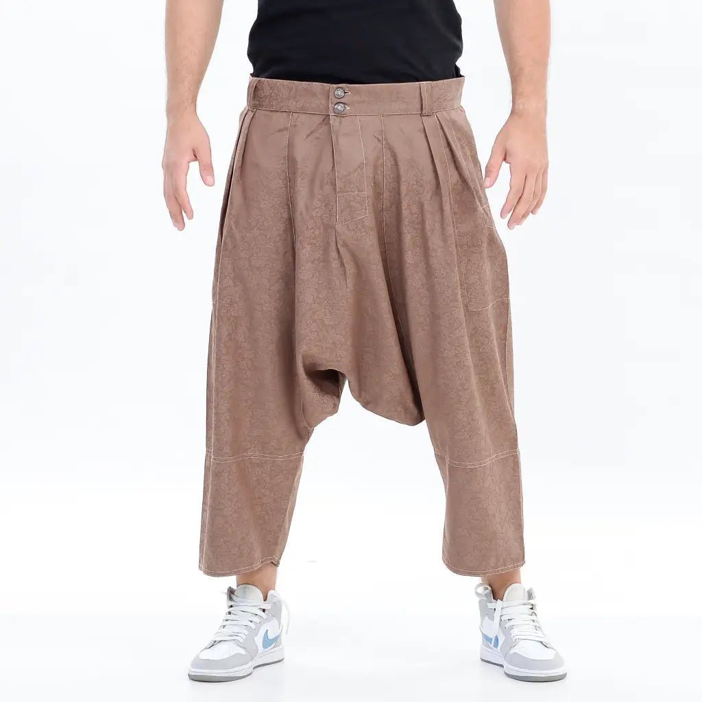 Brown Moroccan Men's Loose Fit Saroual Trousers - newarabia
