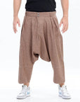 Brown Moroccan Men's Loose Fit Saroual Trousers - newarabia