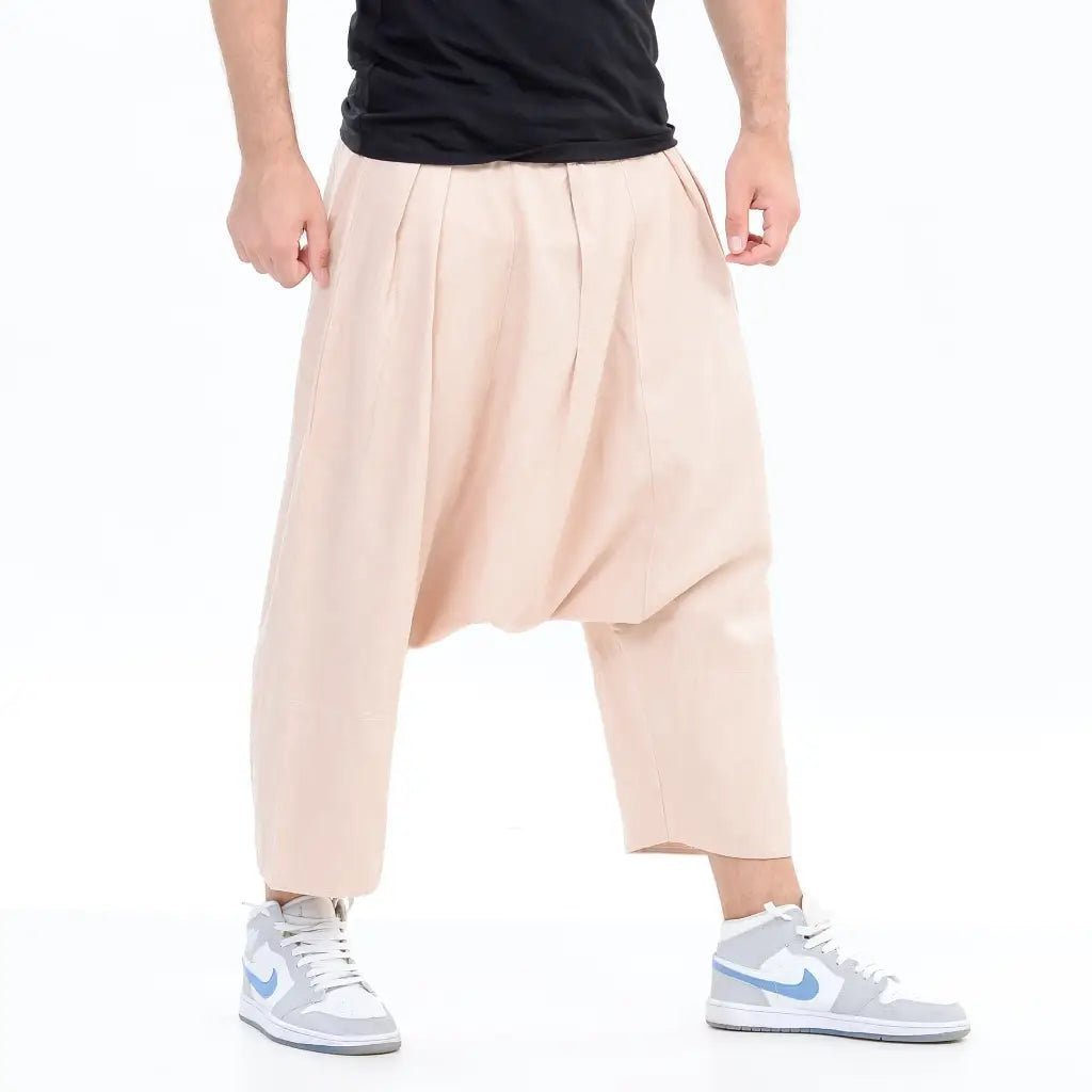 Cream Moroccan Men's Loose Fit Saroual Trousers - newarabia