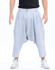 Light Blue Moroccan Men's Loose Fit Saroual Trousers - newarabia