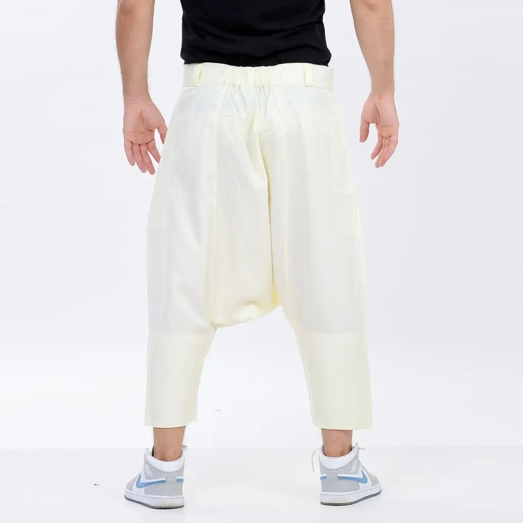 Off-White Moroccan Men's Loose Fit Saroual Trousers - newarabia