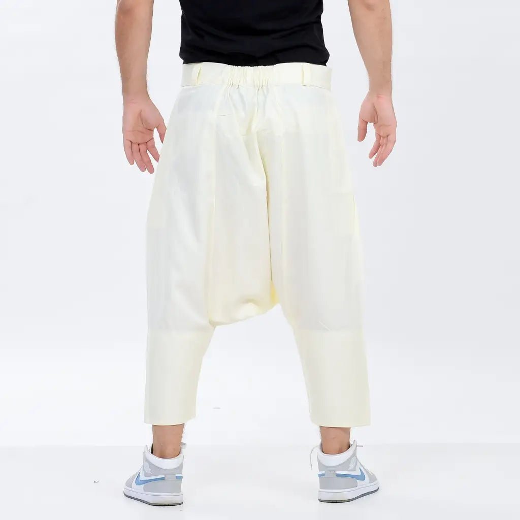 Off-White Moroccan Men&#39;s Loose Fit Saroual Trousers - newarabia