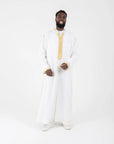 Sousdi Djellaba Over Piece - White and Gold / 52 (135cm)