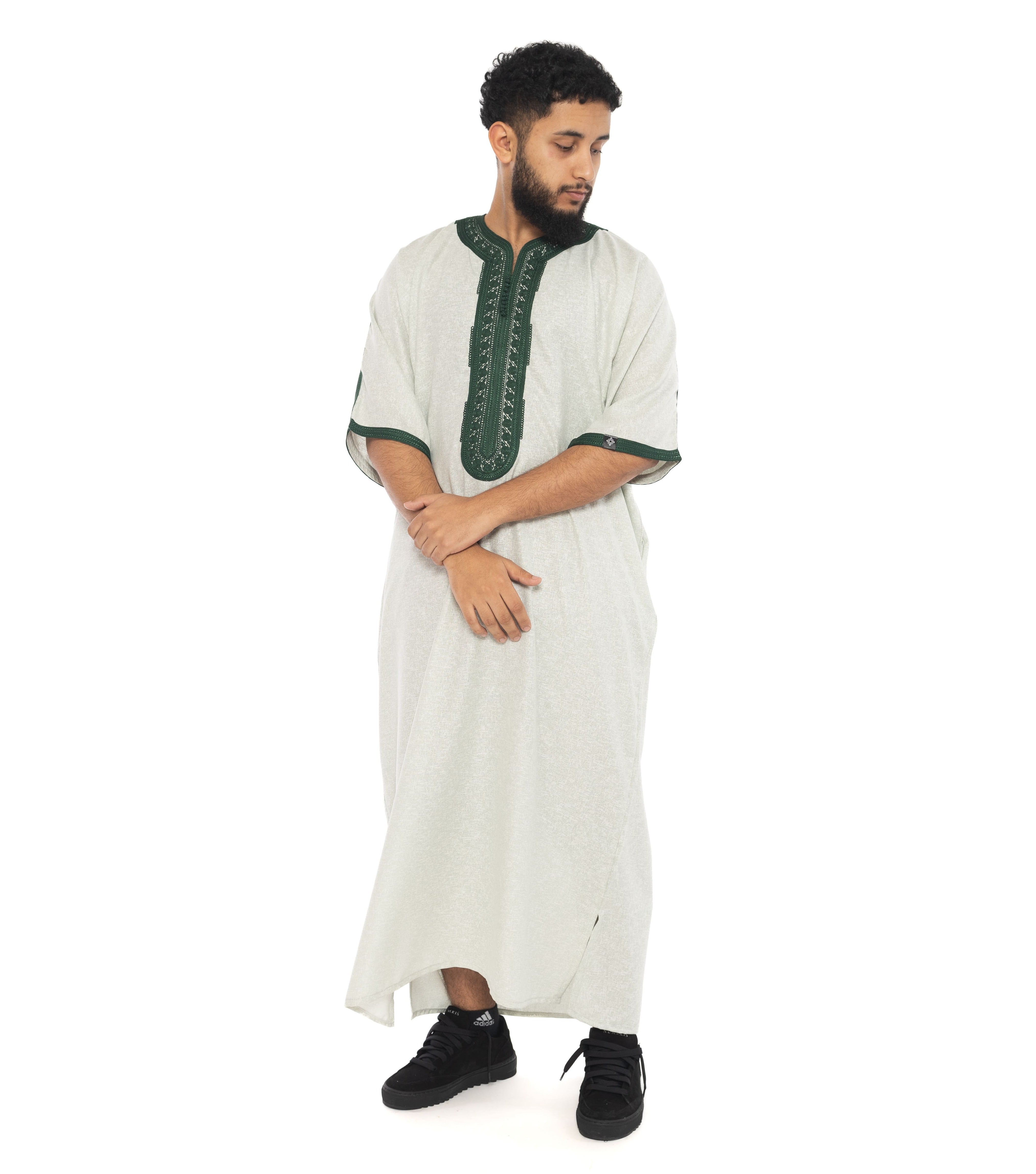 Green Ramadan linen Moroccan Thobe Collection - newarabia Apparel & Accessories