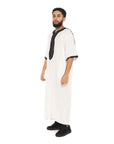 Black and white Ramadan linen Moroccan Thobe Collection - newarabia Apparel & Accessories