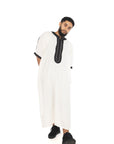 Black and white Ramadan linen Moroccan Thobe Collection - newarabia Apparel & Accessories