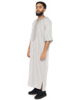 Grey Ramadan linen Moroccan Thobe Collection - newarabia Apparel & Accessories