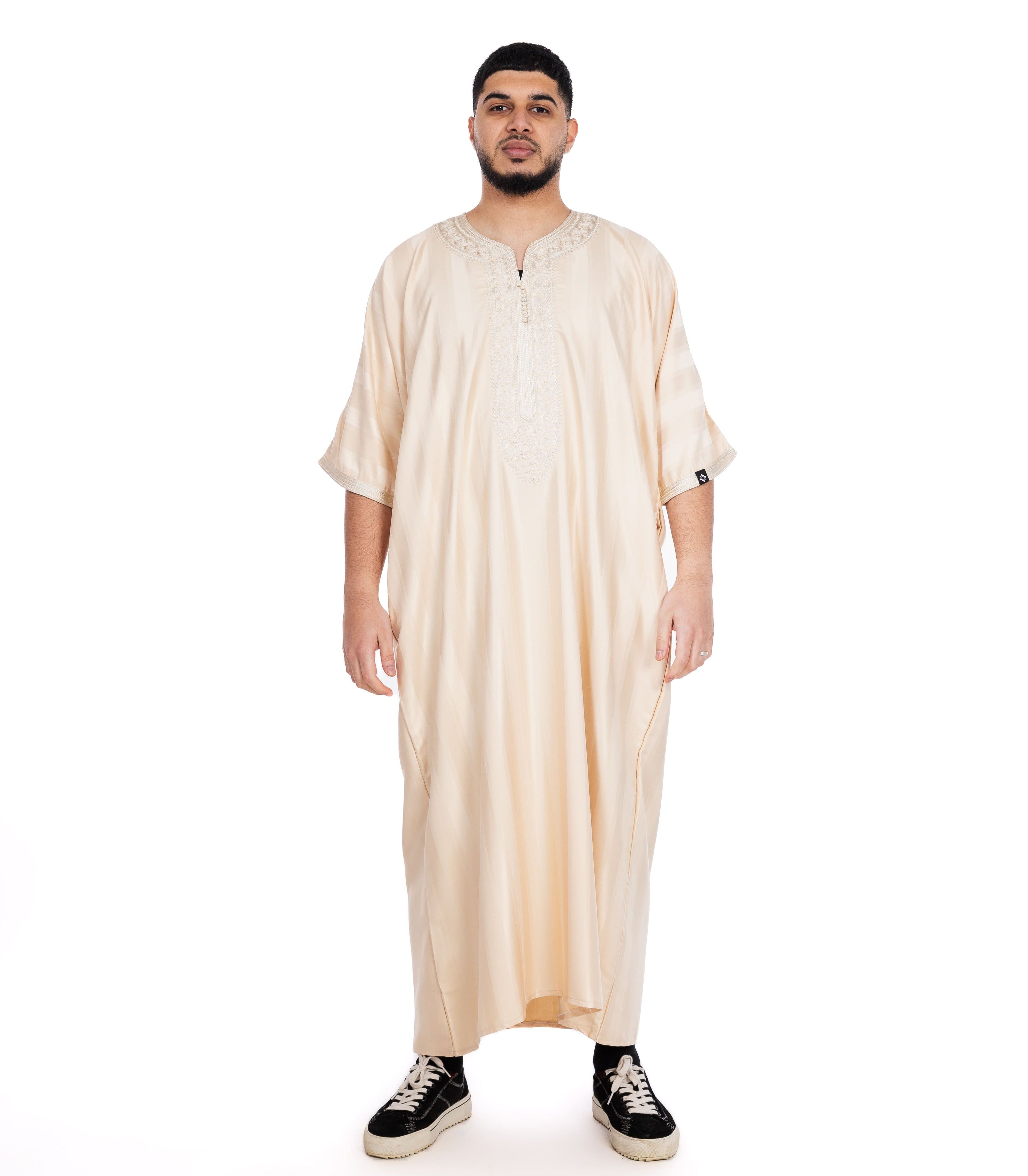Beige Shiny Jawhara moroccan Thobe Collection - newarabia Apparel & Accessories