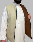 Double sided Melton waistcoat brown