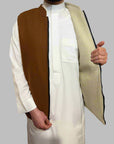 Double sided Melton waistcoat brown