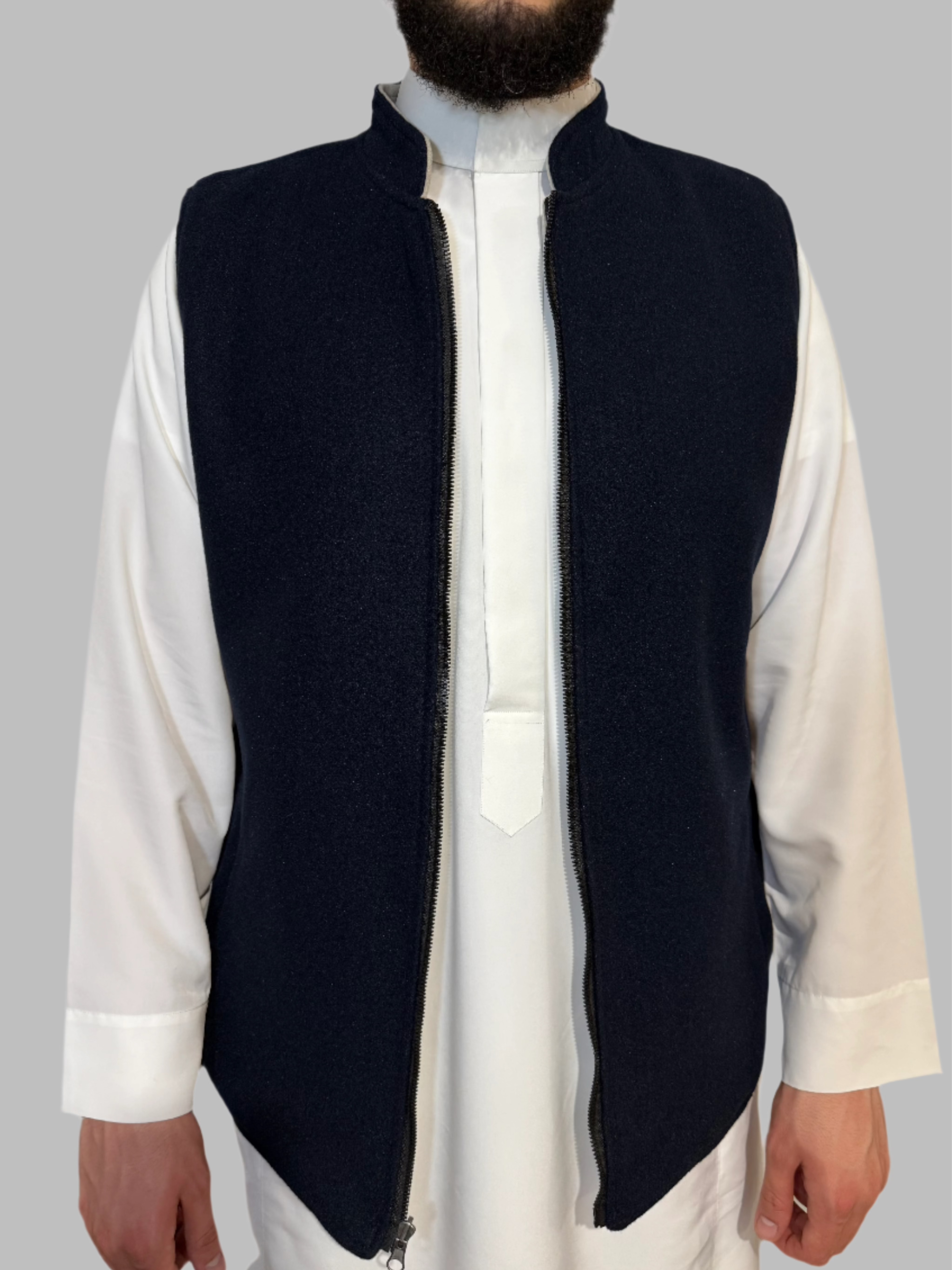 Double sided Melton waistcoat navy