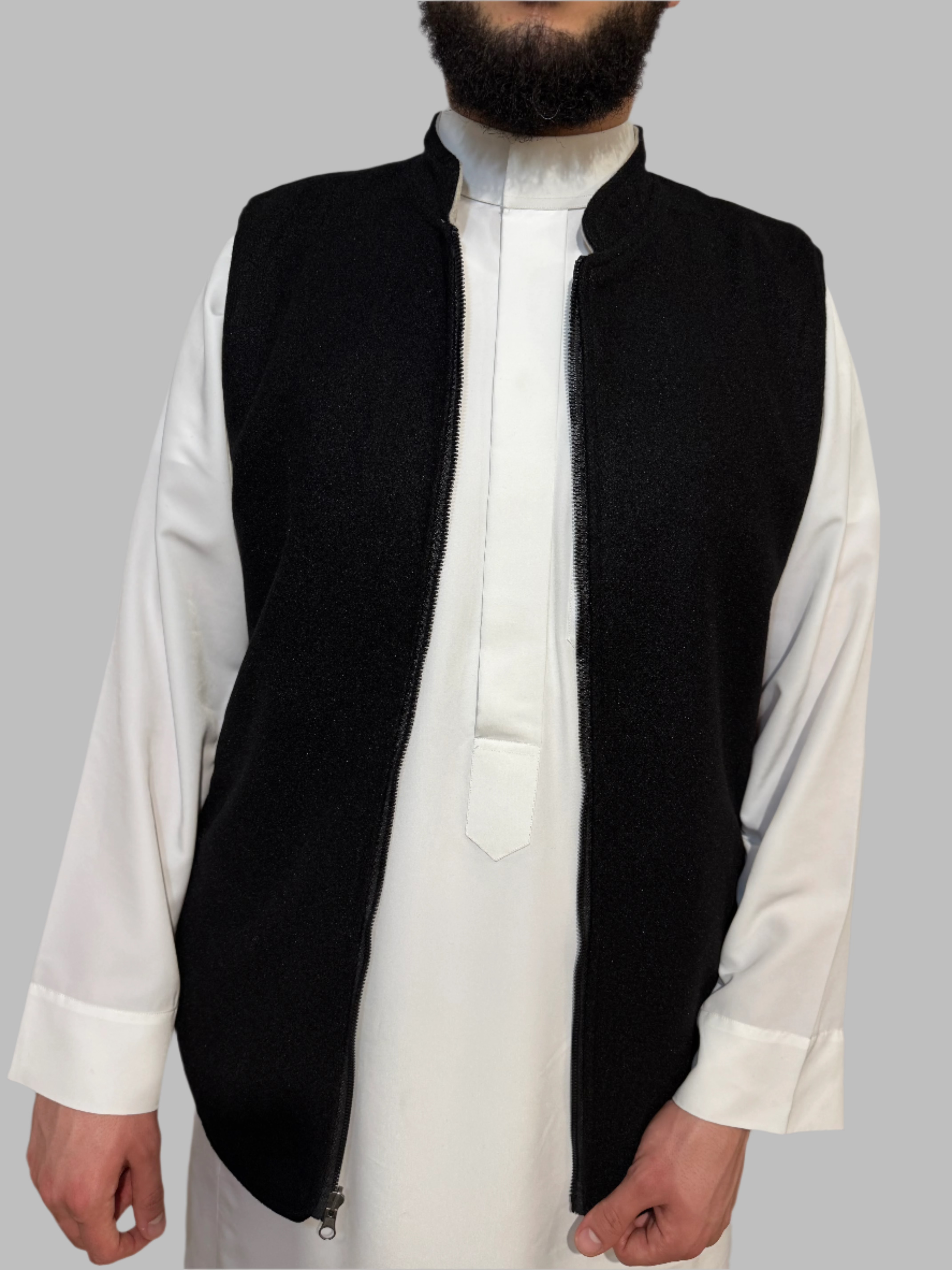 Double sided Melton waistcoat black