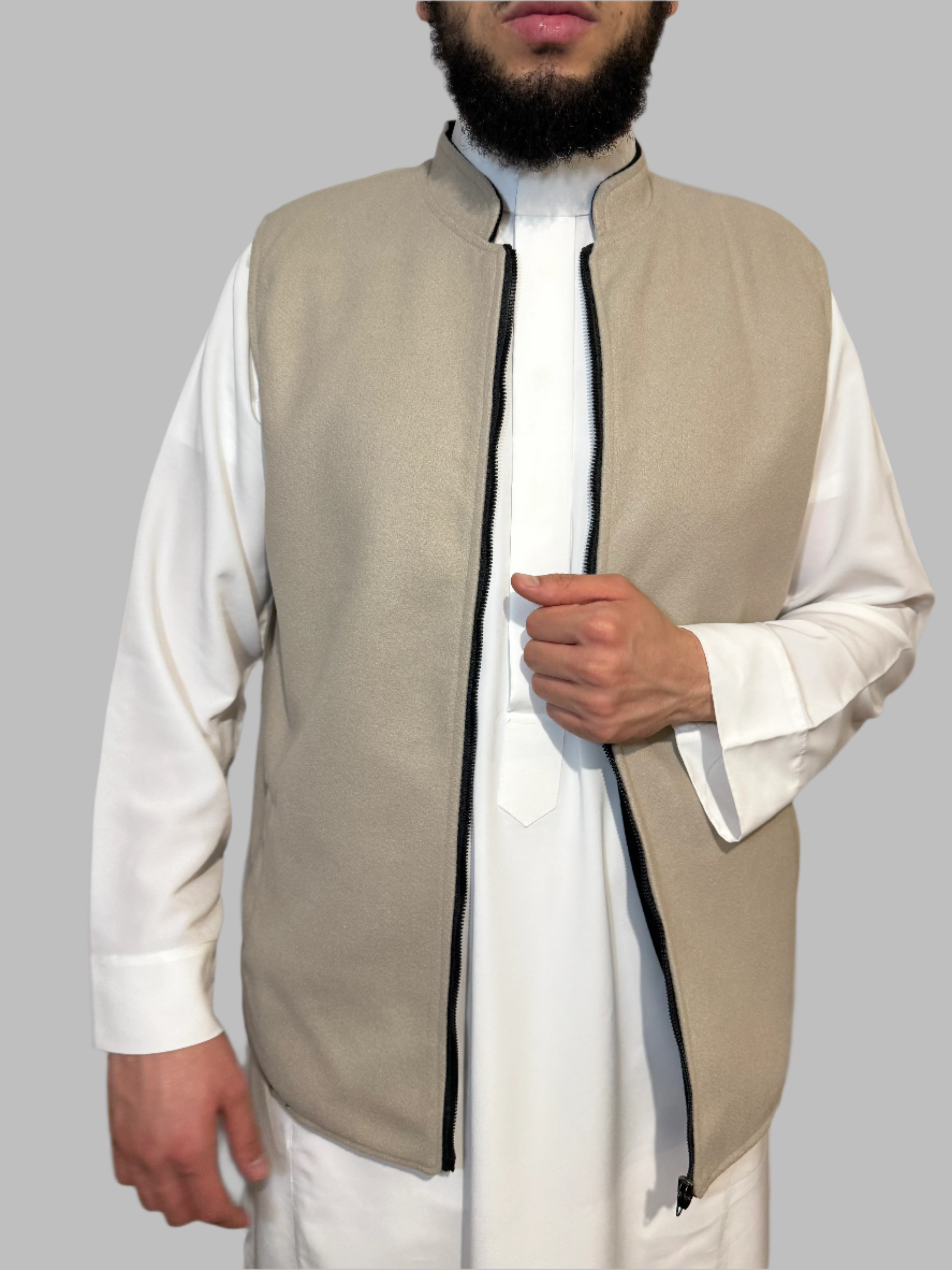 Double sided Melton waistcoat brown