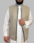 Double sided Melton waistcoat brown