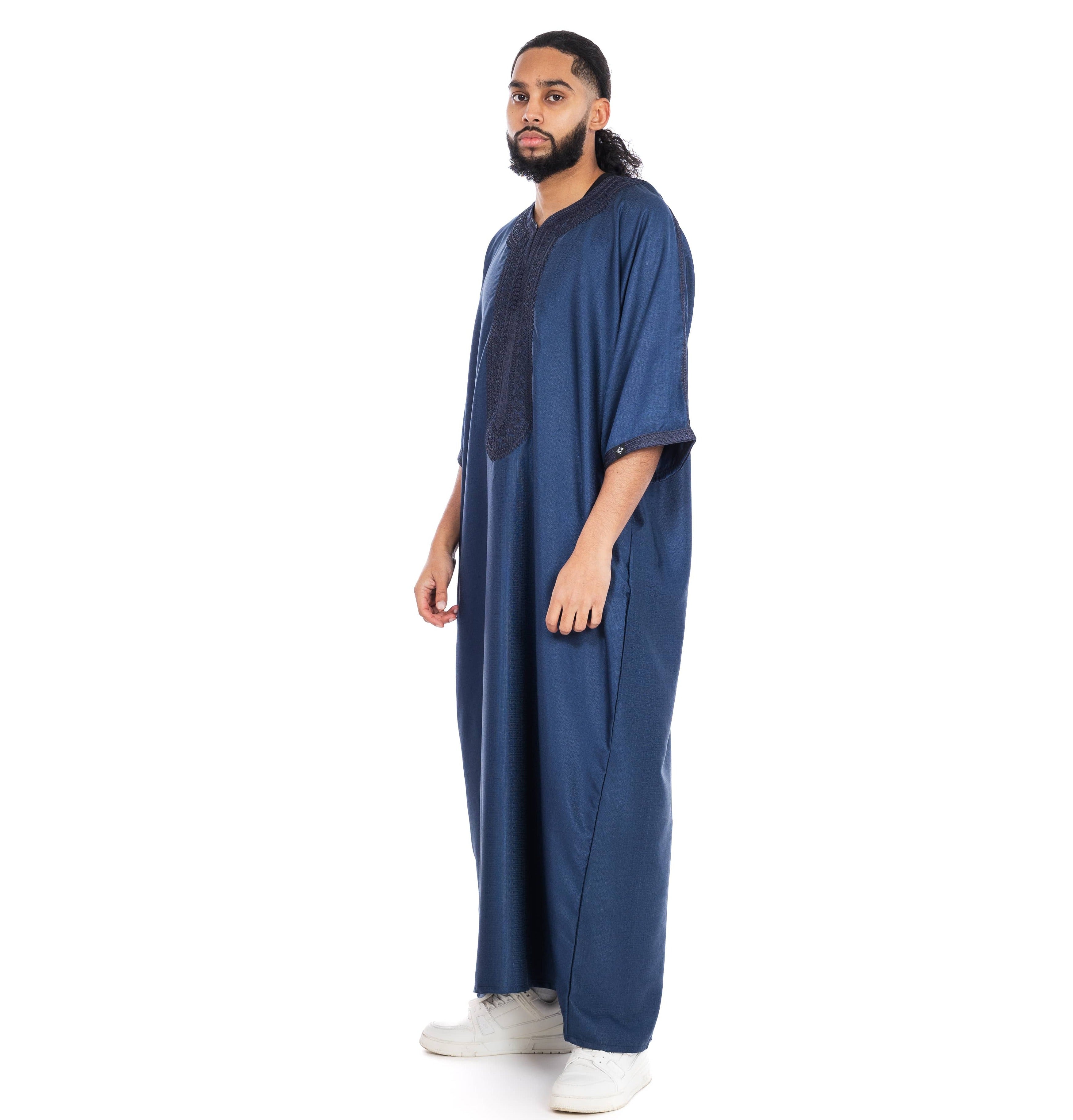 Navy Essential linen Moroccan thobe Collection - newarabia Apparel &amp; Accessories