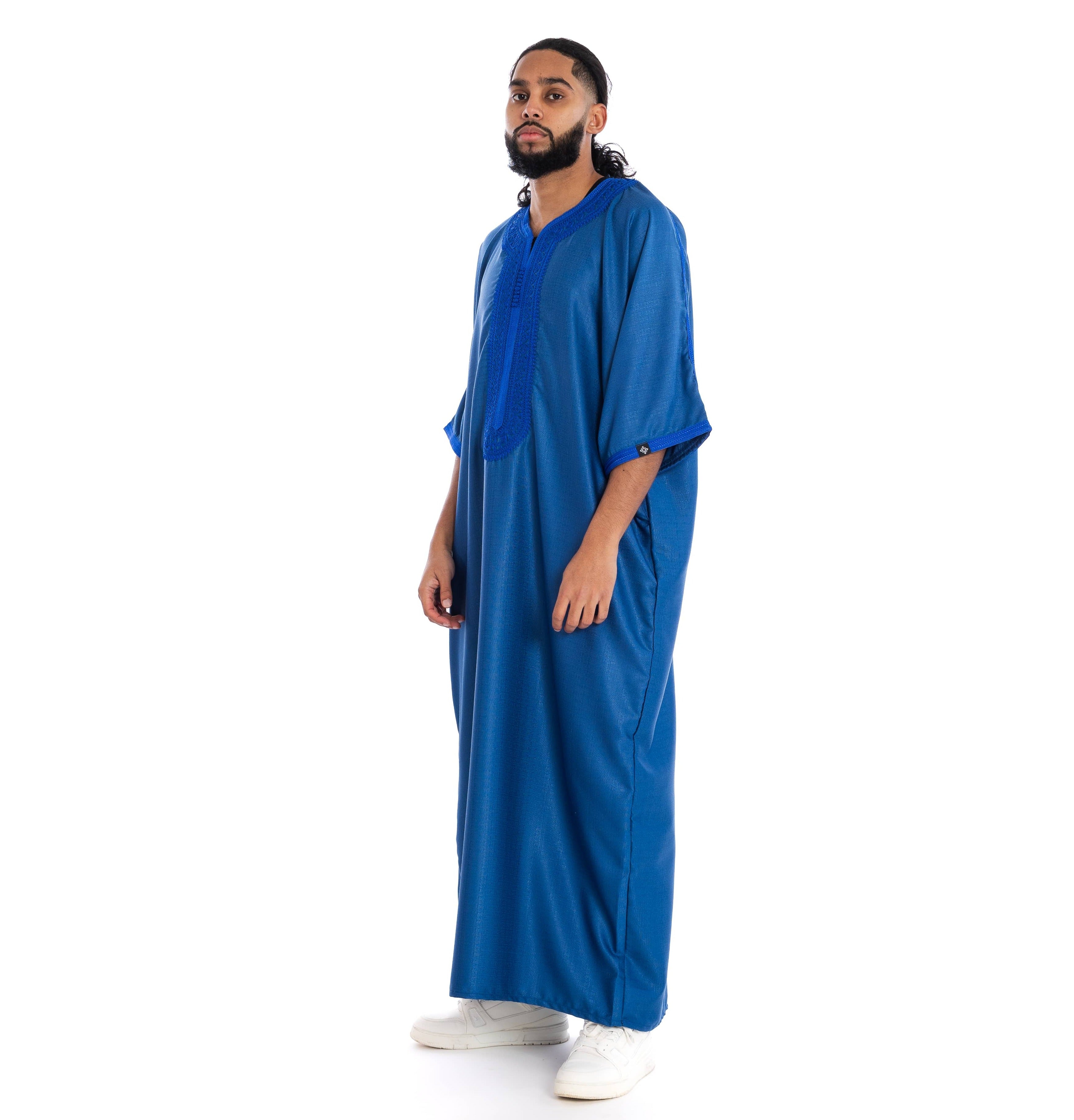 Royal Blue Essential linen thobe Collection - newarabia Apparel &amp; Accessories
