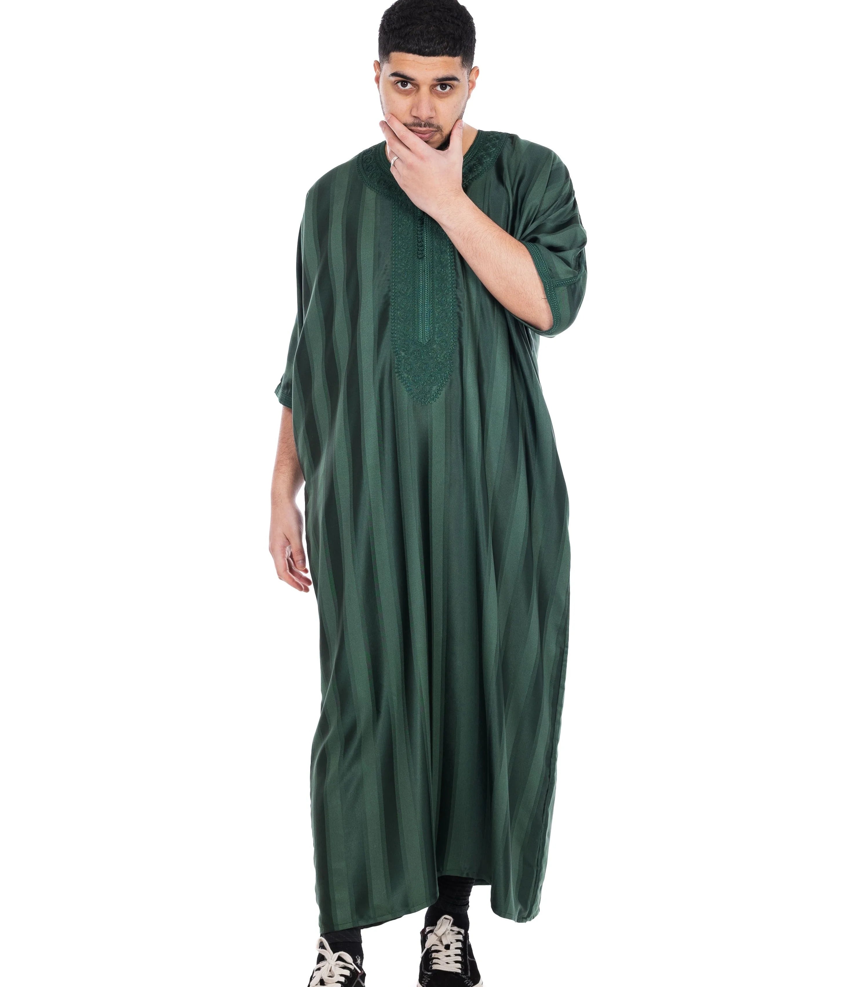 Classic Shiny Moroccan Thobe - Emerald Green / 52 - Apparel