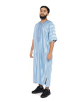 Classic Shiny Moroccan Thobe - Sky Blue / 52 - Apparel &