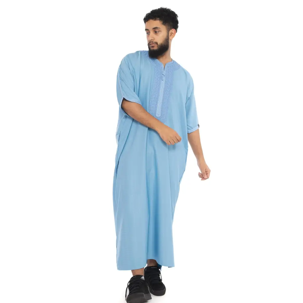 Essential Moroccan Thobe - Sky Blue / 52 - Apparel &