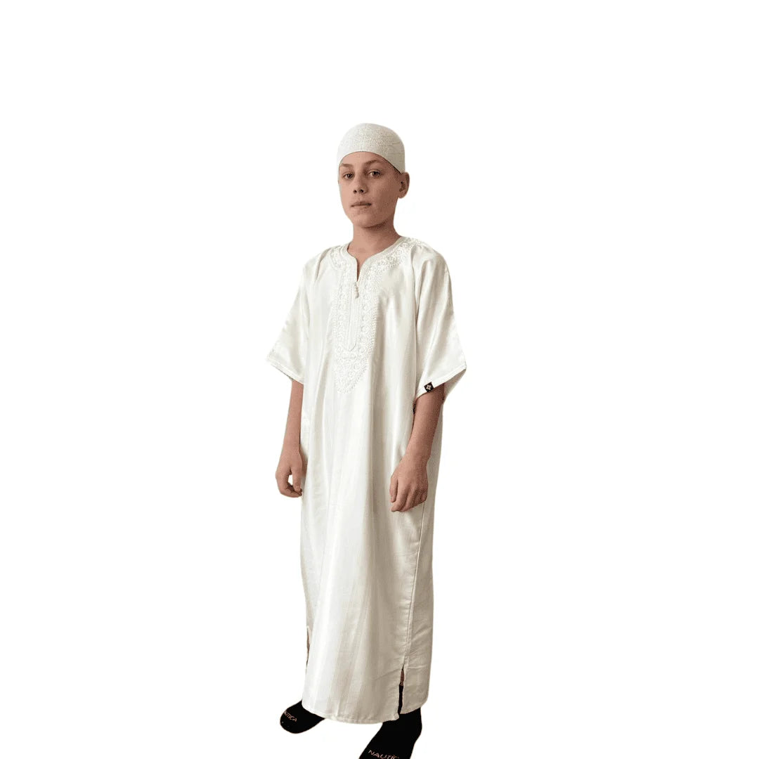 Kids Shiny Moroccan Thobe - Off-White / 40 - Apparel &amp;