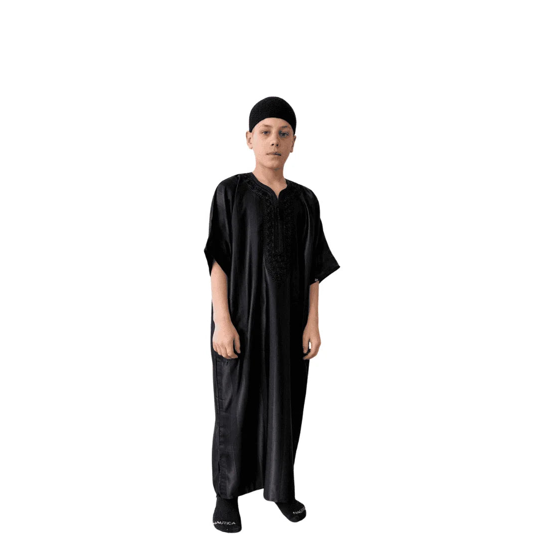 Kids Shiny Moroccan Thobe - Black / 40 - Apparel &