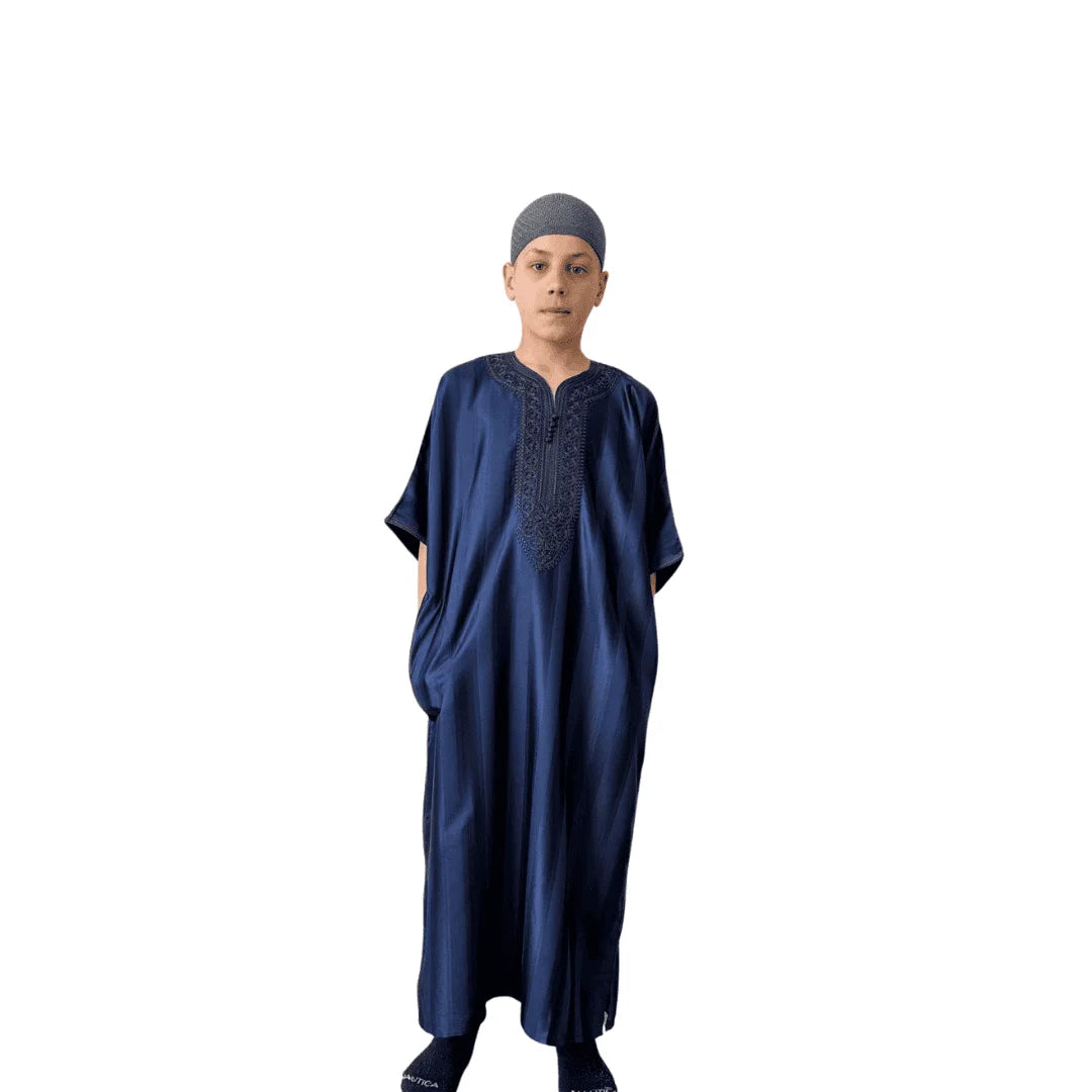 Kids Shiny Moroccan Thobe - Navy / 40 - Apparel &
