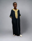 Kids Shiny Moroccan Thobe Collection - Black and Gold / 40 -