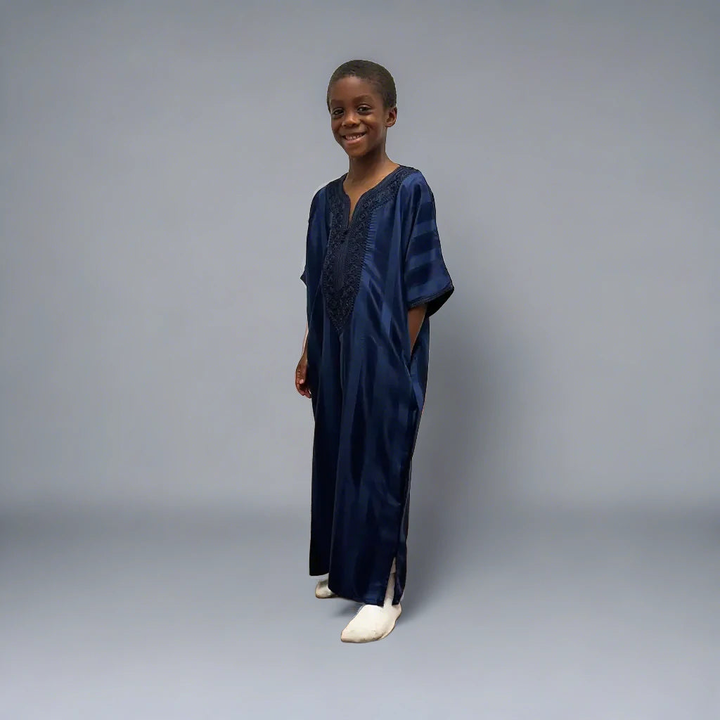 Kids Shiny Moroccan Thobe Collection - Navy / 40 - Apparel &amp;