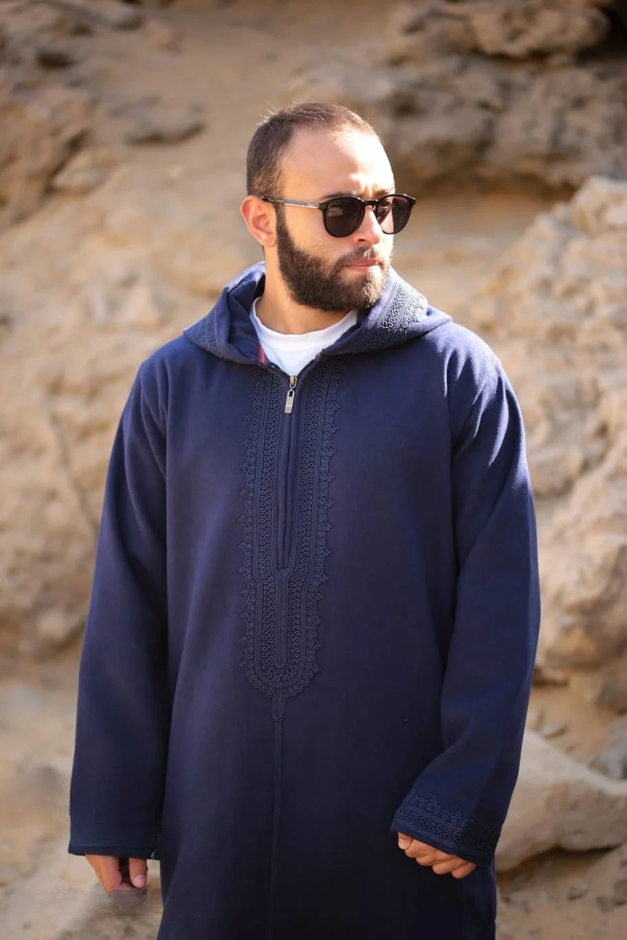 Premium Melton Moroccan Djellaba - Navy / 52 - Apparel &amp;